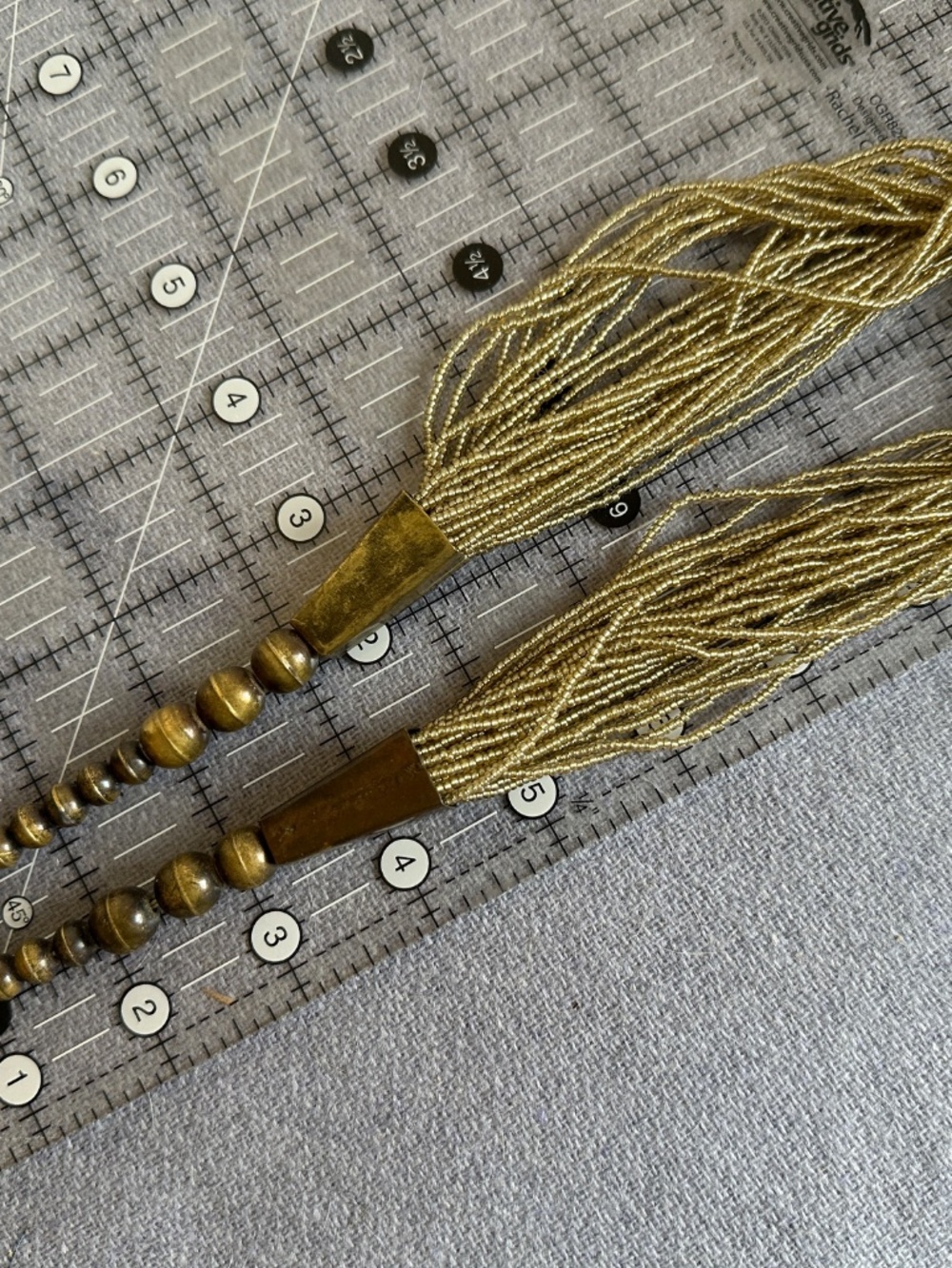 Vintage Multi-Strand Seed Bead Rope Necklace Antiqued Metal Accents - Picture 7 of 10